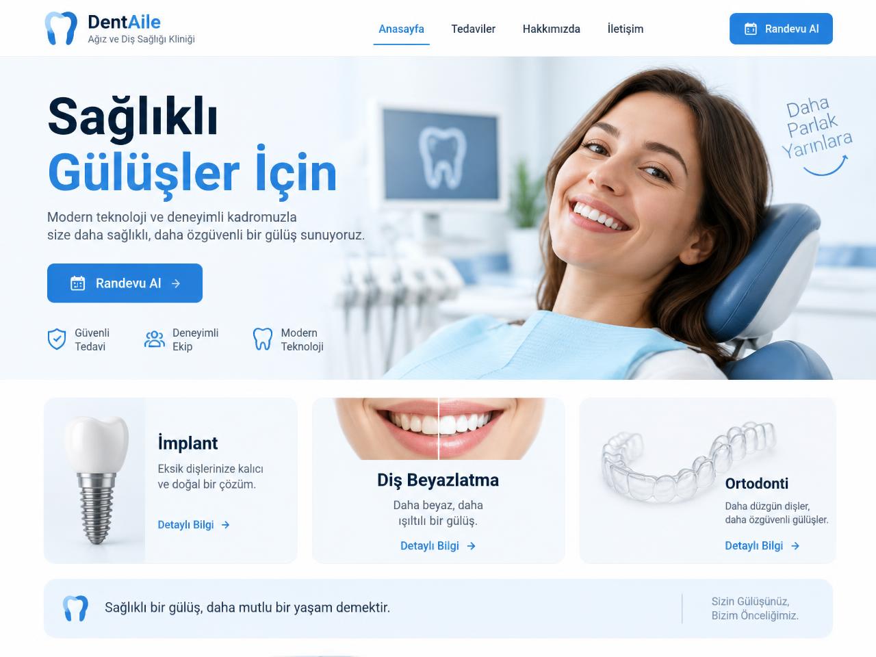 Diş Klinikleri için Dental Care web sitesi teması