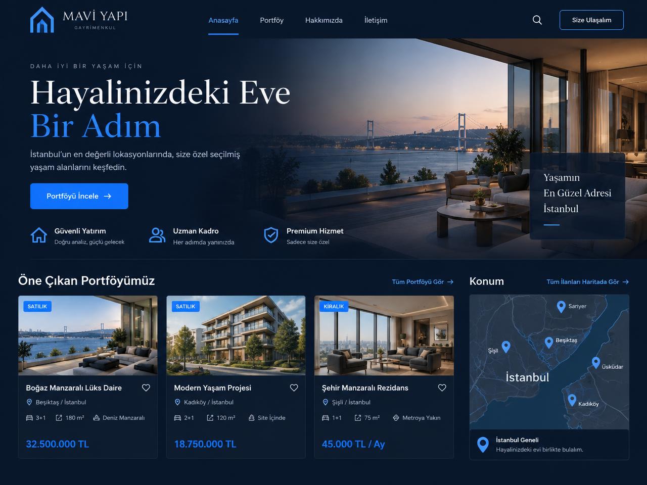 Emlak Şirketleri için Portföy web sitesi teması