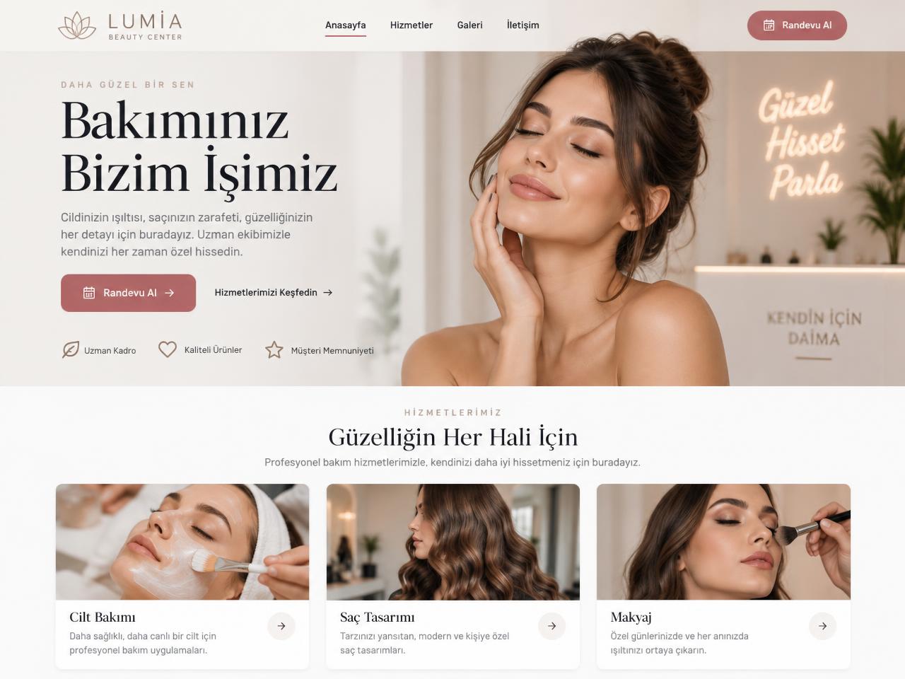 Güzellik Merkezleri için Lumia web sitesi teması