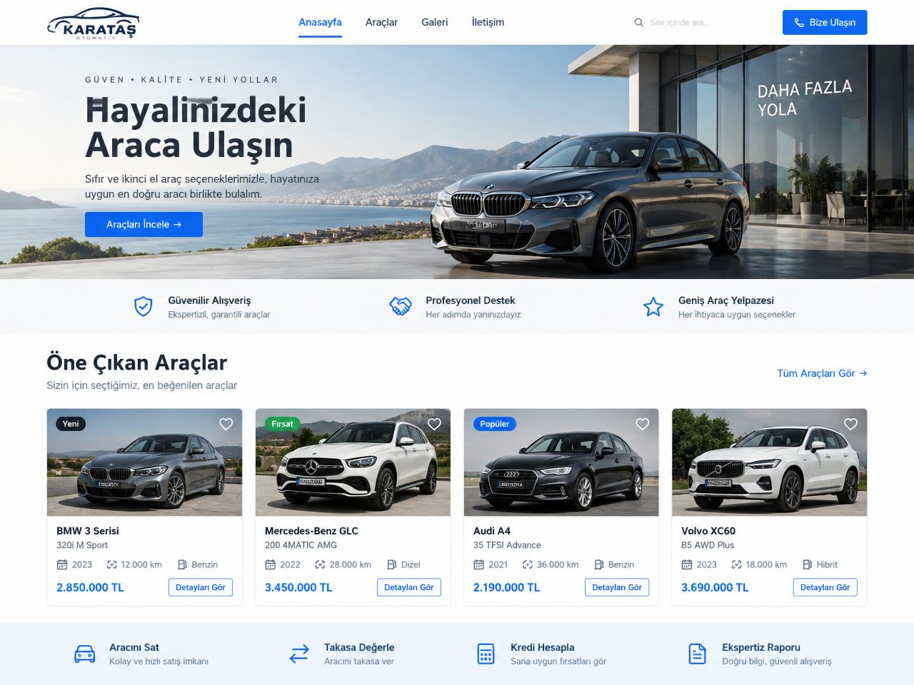Oto Galerileri için Oto Galeri web sitesi teması