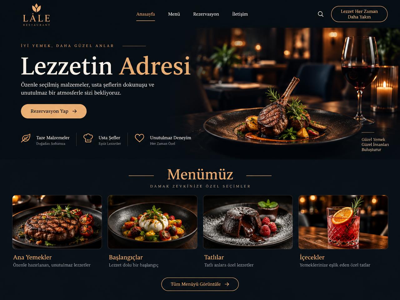 Restoran & Kafe için Lezzet web sitesi teması